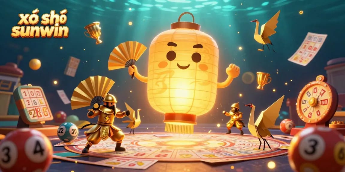 xổ số sunwin illuminates an exciting lottery scene with vibrant characters and dynamic game elements.