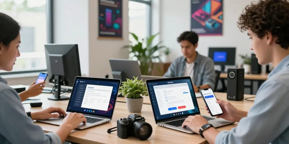 Users accessing the Slot7000 application in a vibrant digital workspace setting, showcasing the app's features and user-friendly interface.