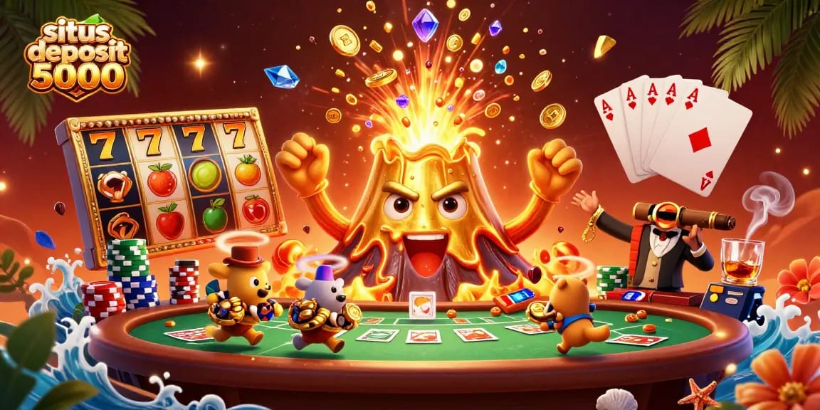 Win big with the engaging gaming scene of situs deposit 5000, showcasing treasure and excitement.