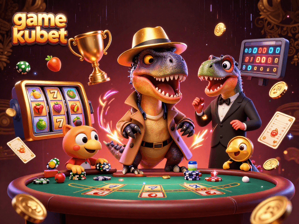 Engage with game kubet through animated characters at a vibrant casino table.