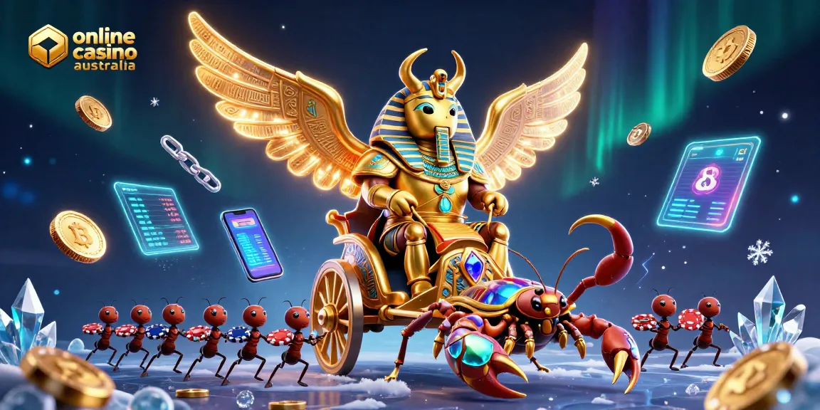 Experience the thrill of online casino Australia with a vibrant, detailed 3D casino illustration.