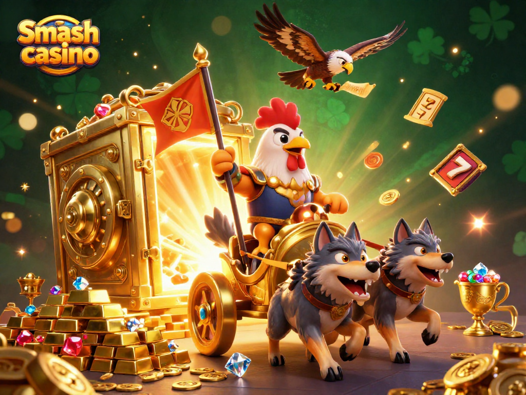 Win big at Smash casino with the rooster warlord leading a treasure-filled adventure!