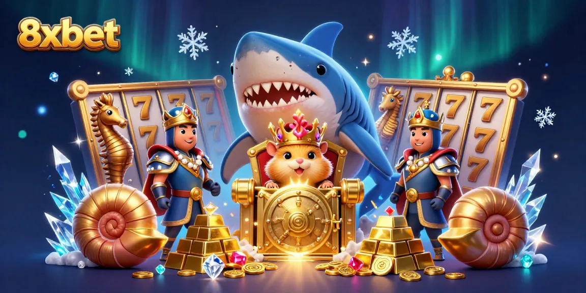 Experience the thrill of 8xbet with online slots and casino magic in a vibrant 3D scene.