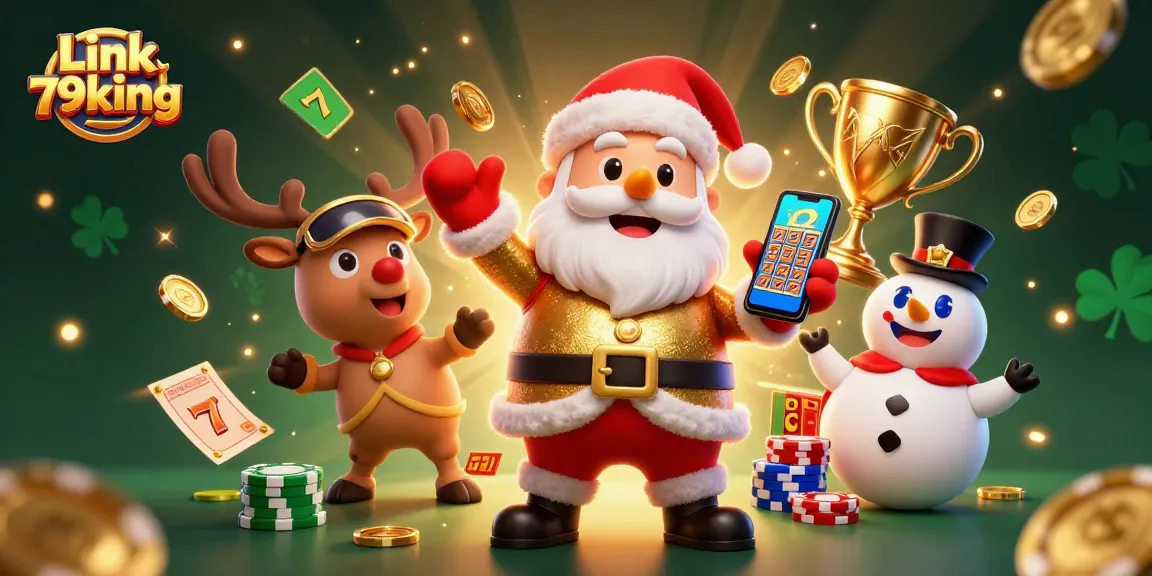 Experience thrilling wins at Link 79king with Santa and friends in an energetic casino scene.