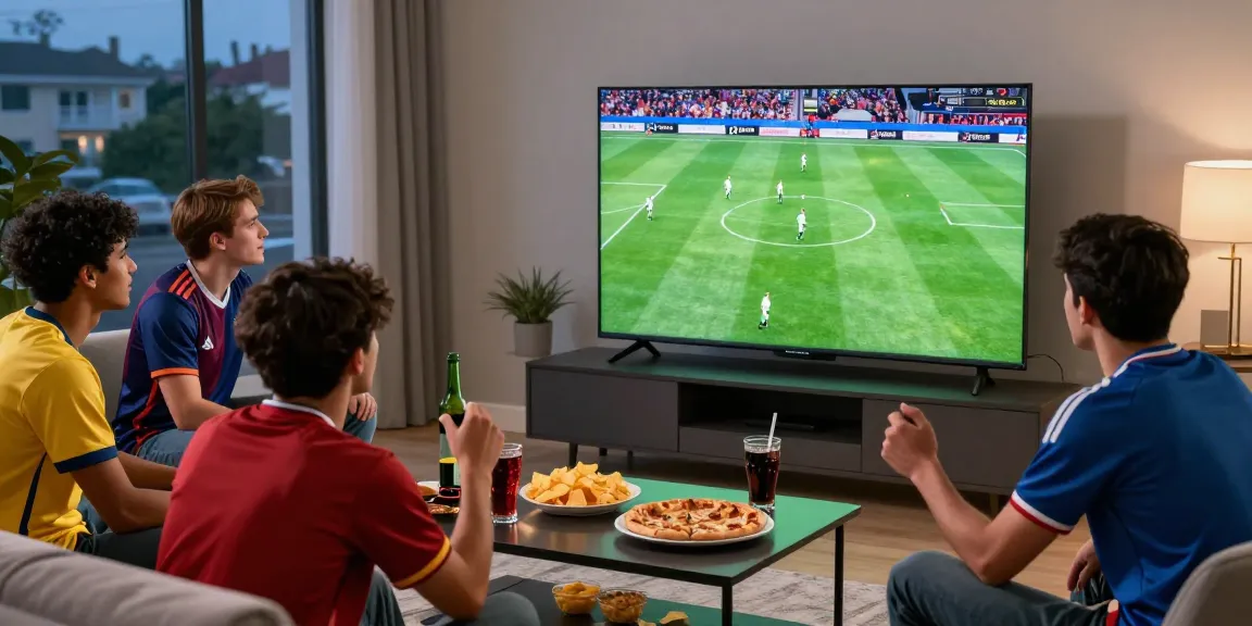 Exciting soccer match viewing party at home with friends enjoying socolive streaming.