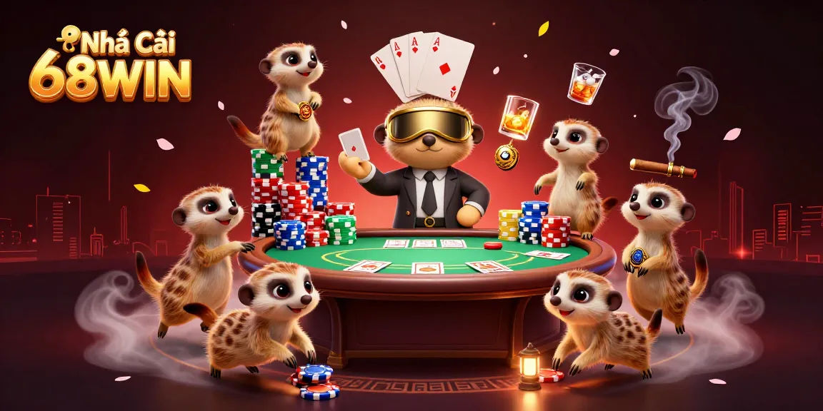 Experience the action at Nhà Cái 68WIN with immersive 3D casino elements and dynamic meerkats
