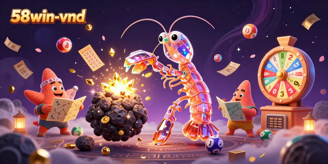 Experience thrilling wins with 58win-vnd’s exciting lottery-inspired illustration featuring vibrant game elements.