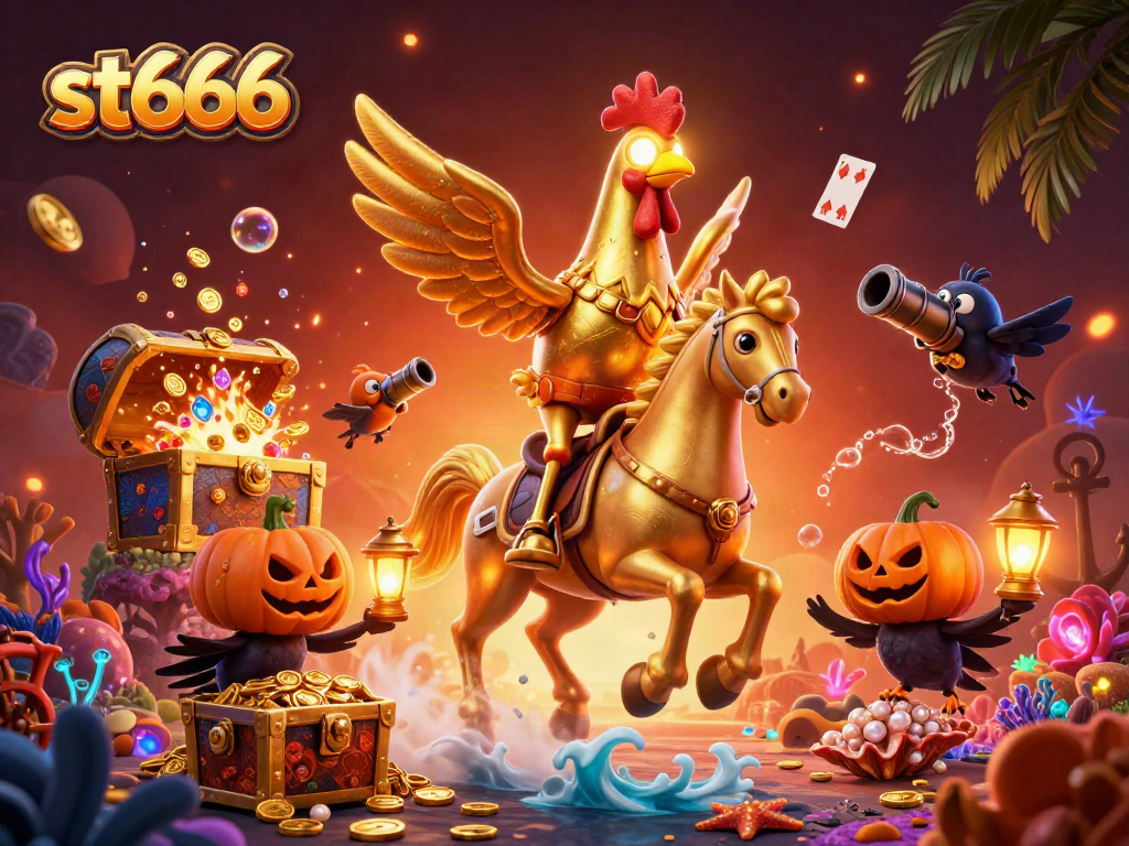 Engage with st666's thrilling casino excitement, where golden rooster characters navigate spectacular underwater treasures.