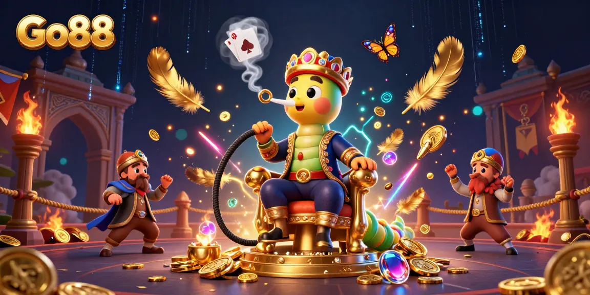 Experience the excitement of Go88 with a vibrant 3D illustration bringing casino elements to life.
