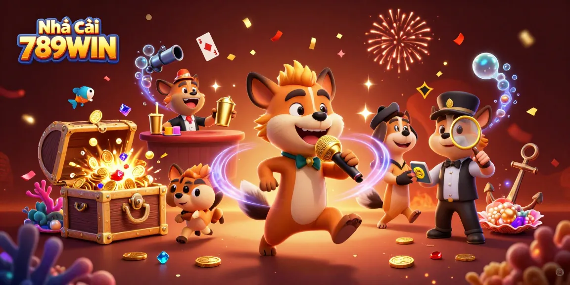 Engage with the thrilling atmosphere of Nhà cái 789WIN in this vibrant casino scene with hyena characters.