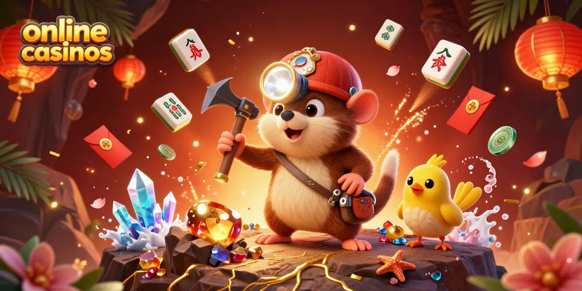 Explore the thrilling world of online casinos with vibrant 3D treasure hunting elements and festive decorations.