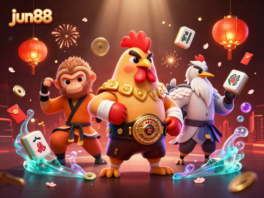 Experience thrilling gameplay at jun88 as a Muay Thai rooster and martial artists celebrate wins!