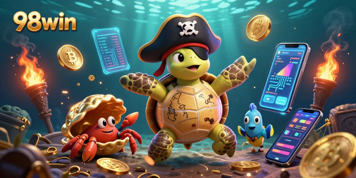 Experience the excitement of 98win through vibrant underwater casino adventures with treasure and crypto elements.