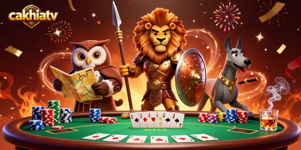 Experience the thrill of betting on cakhiatv with the lively scene featuring poker elements and heroes.