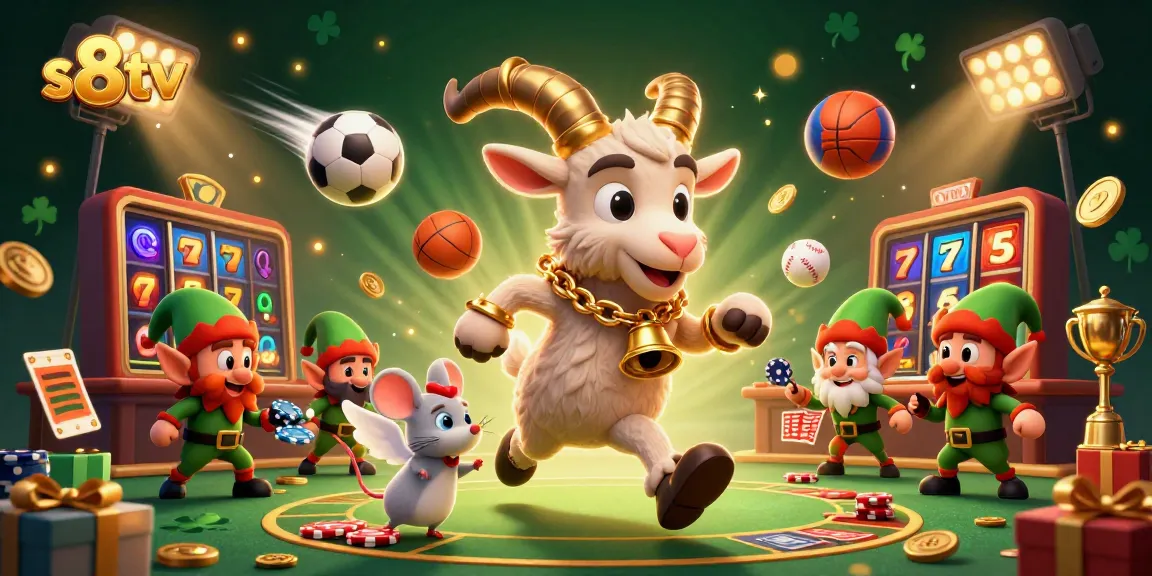 S8tv showcases a lively casino scene with Krampus and festive characters engaged in gambling excitement.