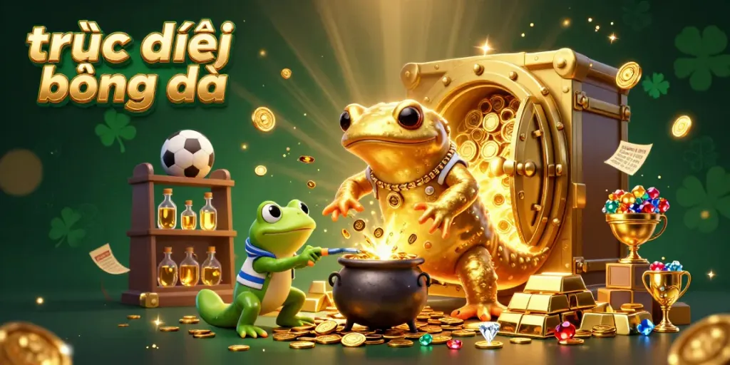 Experience thrilling trực tiếp bóng đá action with golden treasure in a vibrant sports betting scene.