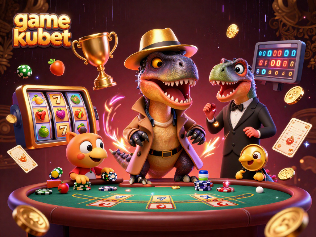 Engage with game kubet through animated characters at a vibrant casino table.
