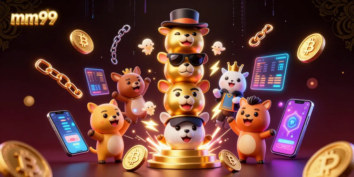 Experience the excitement of mm99 with vibrant casino animations and glowing crypto elements.