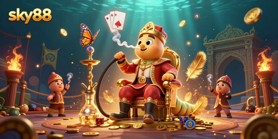 Experience the dynamic gaming scene of sky88 with vibrant characters and thrilling casino elements.
