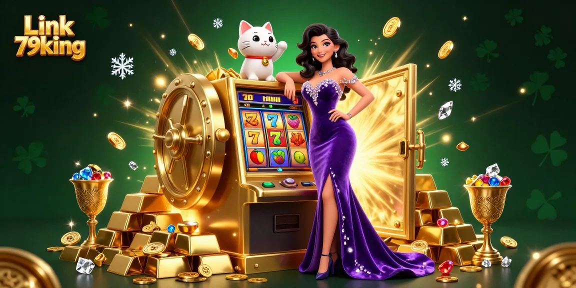 Experience the excitement of winning at slots with Link 79king as a glamorous woman celebrates a jackpot.
