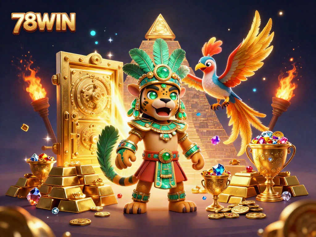Experience thrilling wins at 78WIN with a mythical casino scene filled with treasures and excitement.