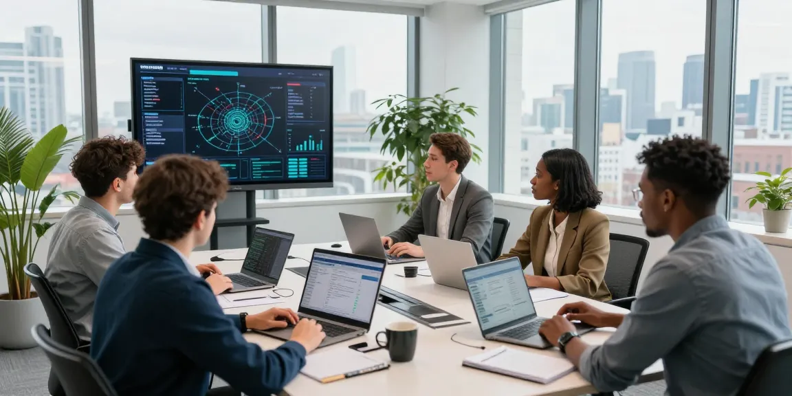 London business IT support team collaborating in a modern office, showcasing productivity and teamwork