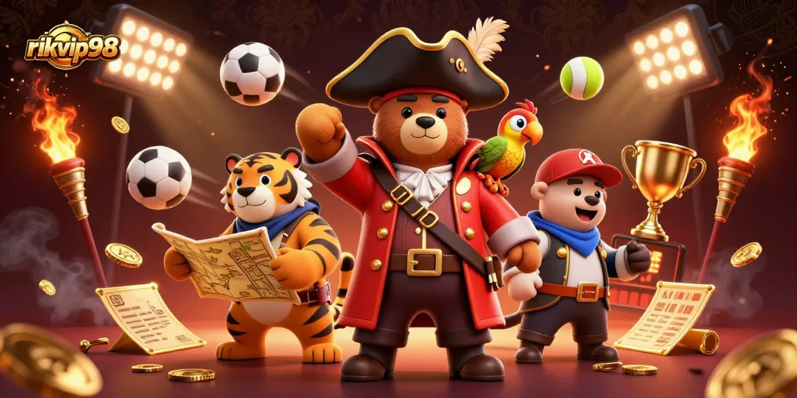 Win big at rikvip98 with exciting slots and jackpot excitement captured in a vibrant 3D illustration.