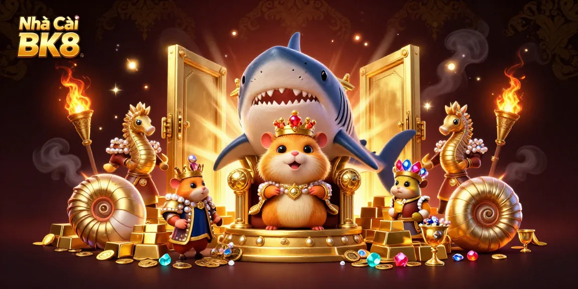 Engage in exciting gaming at Nhà Cái BK8 with vibrant casino elements and eye-catching characters.