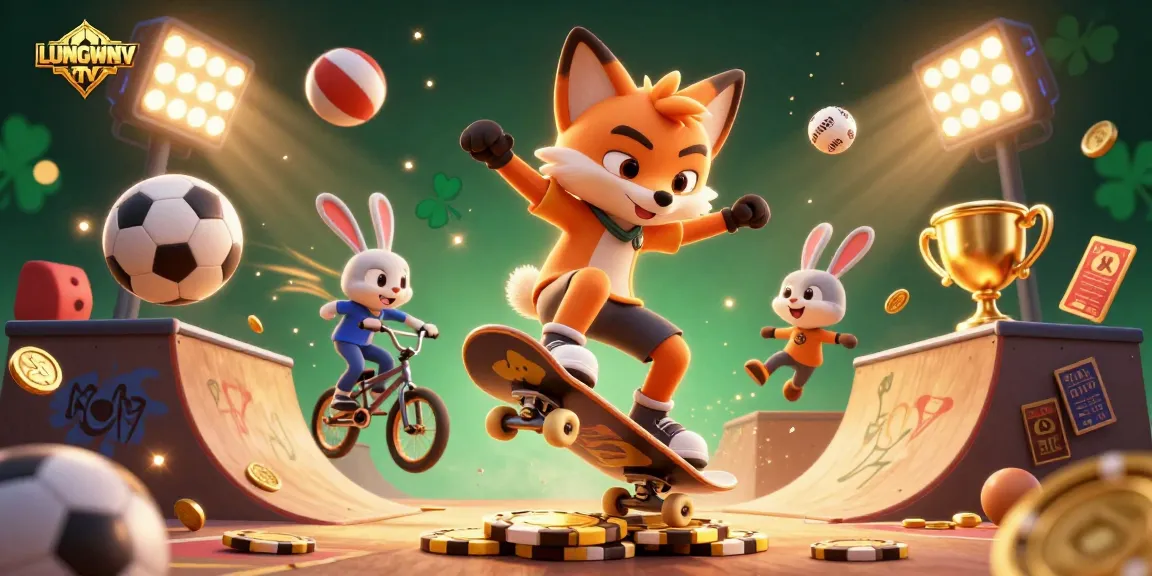 View LUONGSONTV's thrilling casino-themed illustration showcasing dynamic skateboarding and trick riding action.