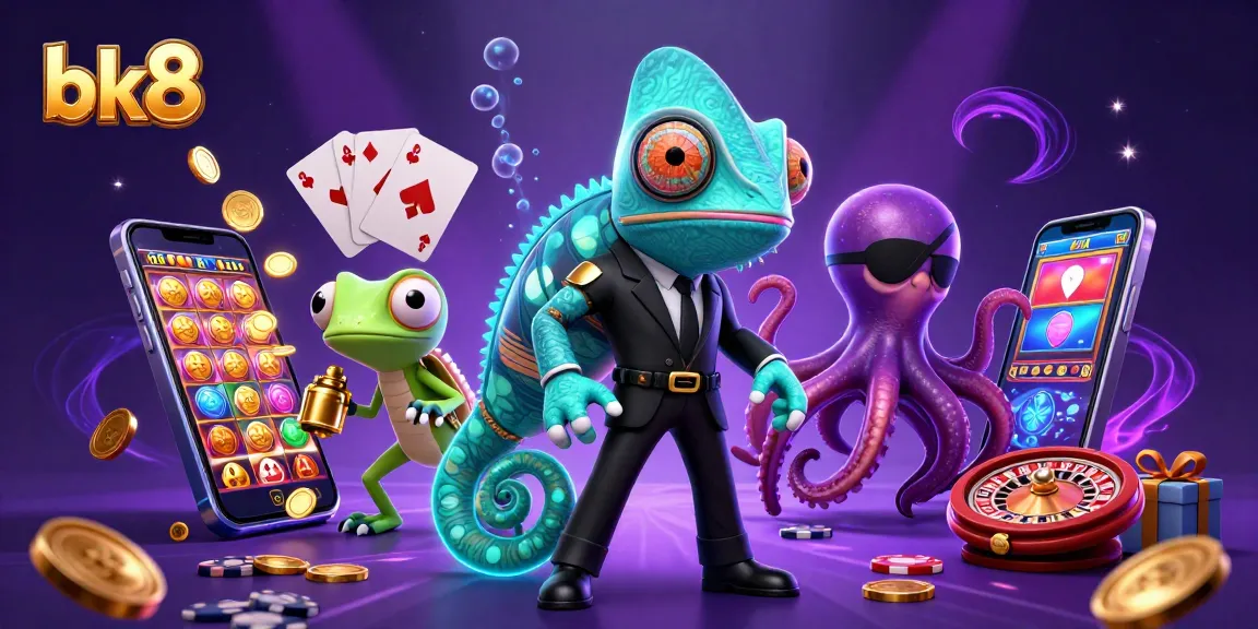 Engage with bk8's dynamic slot games featuring colorful characters and vibrant gambling elements.