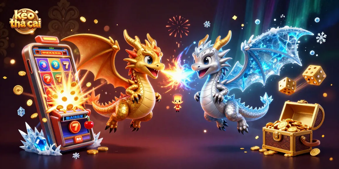 Engage with the kèo nhà cái world through this vibrant 3D dragon illustration showcasing casino elements in dynamic action.