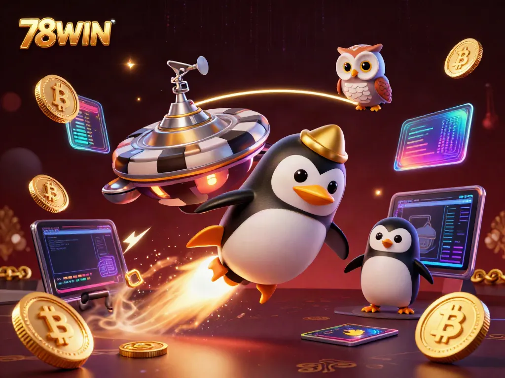 Experience thrilling gameplay at 78WIN with a dynamic 3D illustration capturing the excitement of online gambling.
