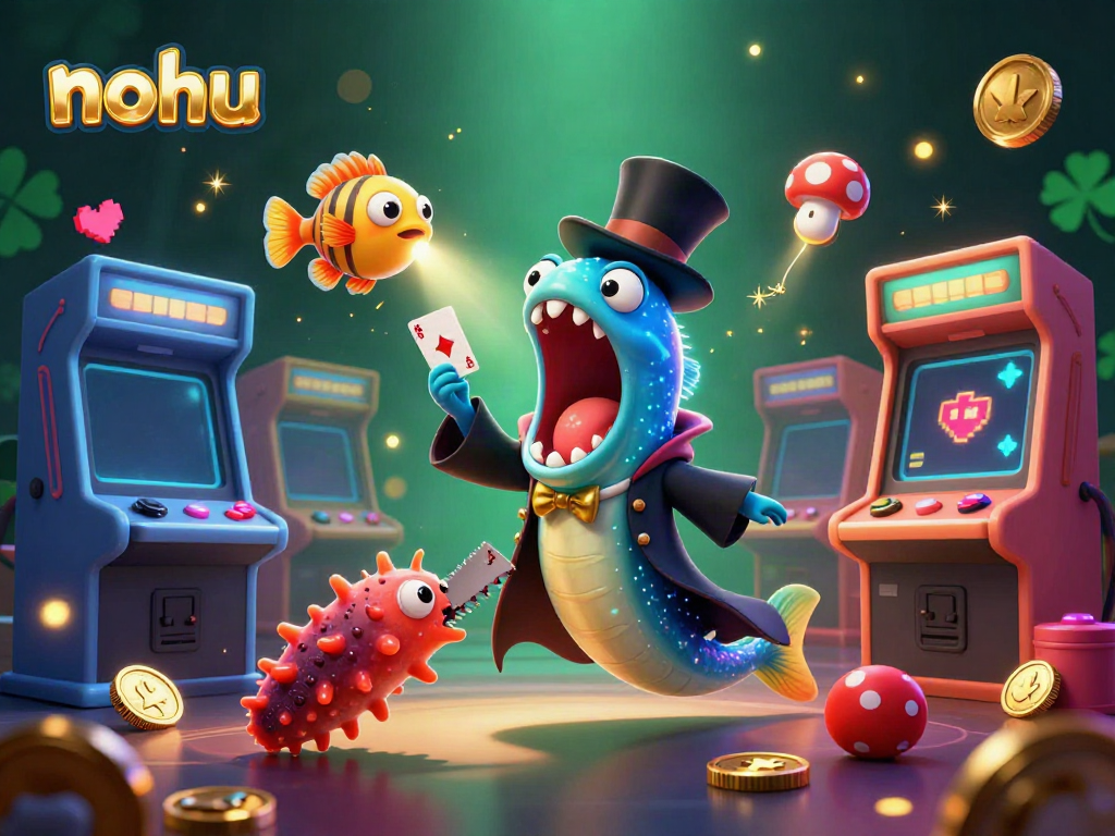 Play and win at nohu with a vibrant 3D illustration showcasing casino-themed fun.