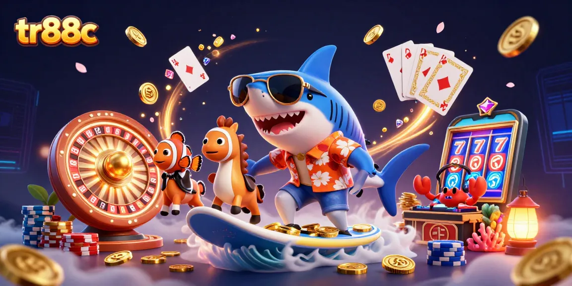 Surf with tr88c's hammer-head shark through gold coins in this exciting casino illustration.