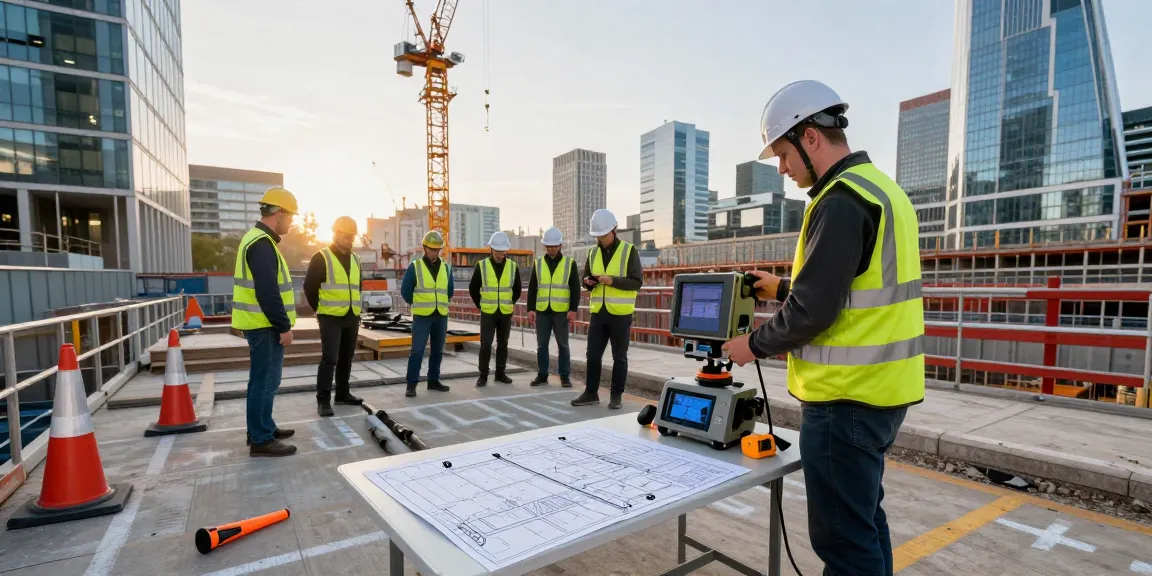 GPR Survey London at a construction site with surveyor using advanced equipment.