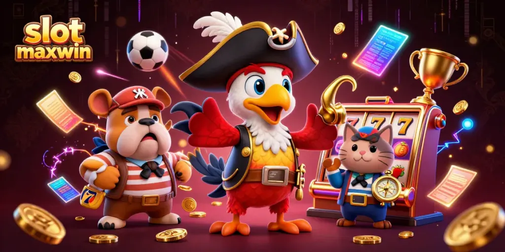 Experience the excitement of slot maxwin with colorful slot machines, vibrant characters, and dynamic gaming elements.