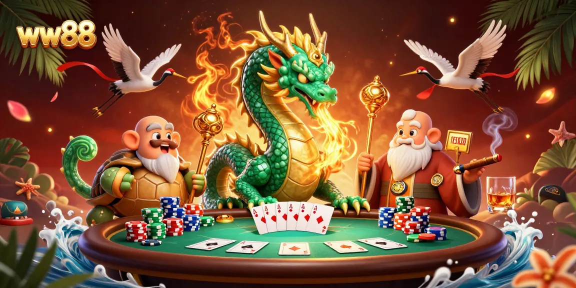 Experience thrilling poker play with ww88, featuring vibrant characters and dynamic casino elements.