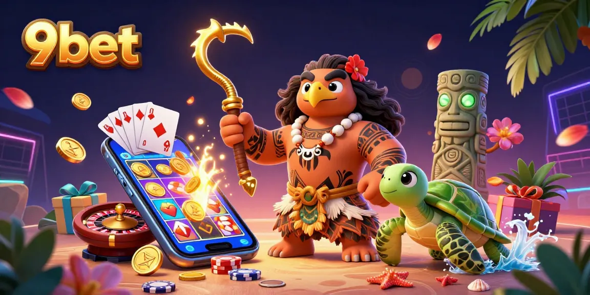 Engage in thrilling casino action with 9bet's colorful slot game featuring cartoon demigod characters.