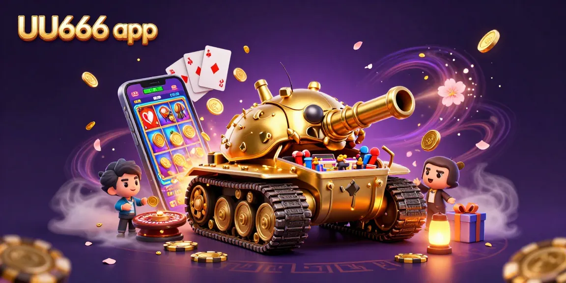 Experience the excitement of the UU666 app with a vibrant casino scene in this 3D illustration.