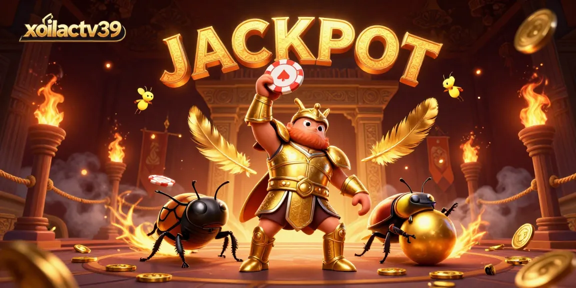 Experience victories with xoilactv39 as a heroic beetle triumphs in a vibrant gambling arena.