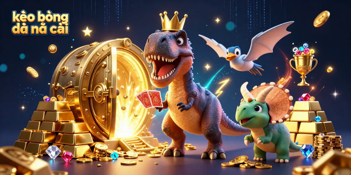 Engage with kèo bóng đá nhà cái insights in this vibrant, dynamic 3D scene featuring dino characters and gold.