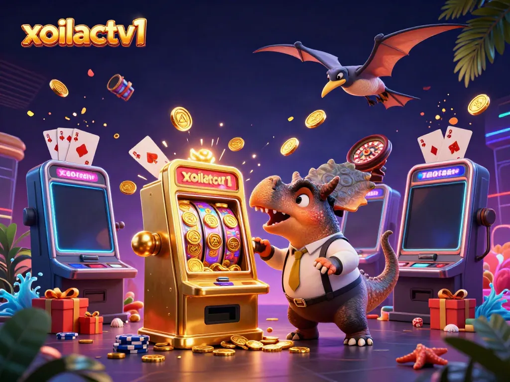Xoilactv1 engages players with vibrant jackpot moments in a colorful casino scene.