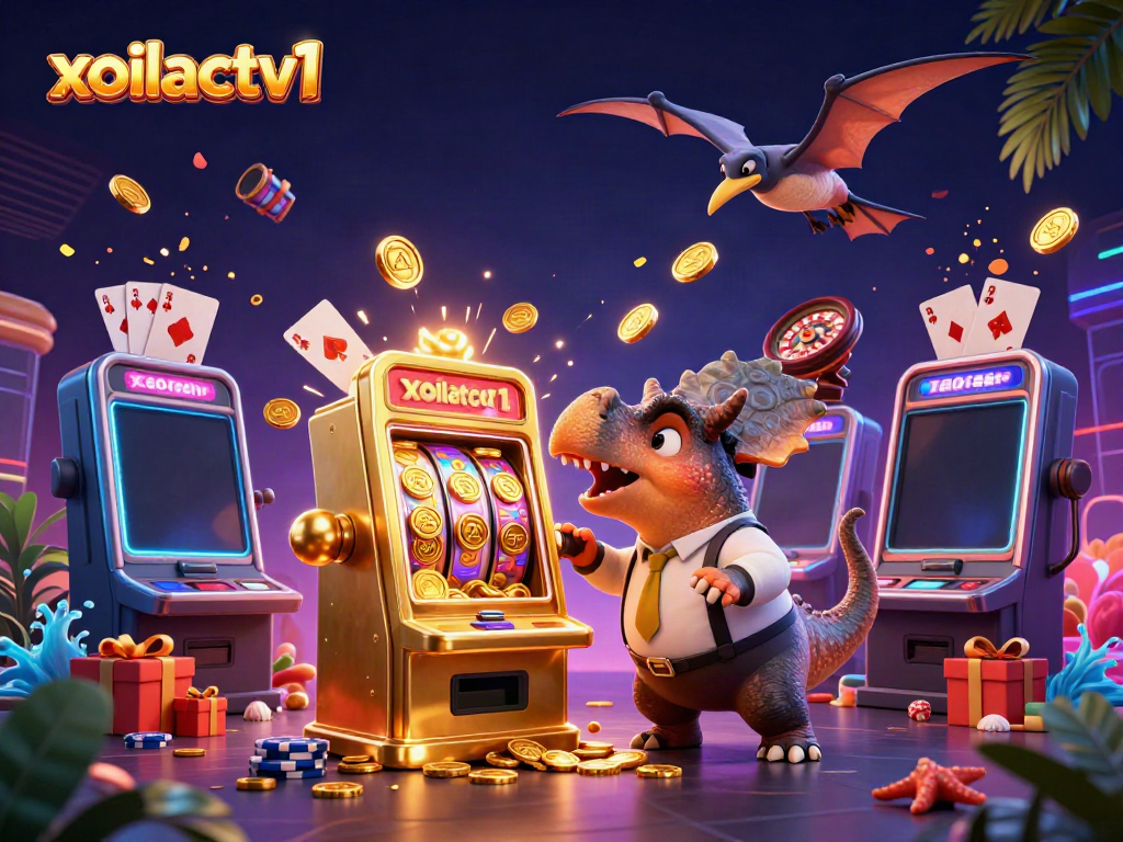 Xoilactv1 engages players with vibrant jackpot moments in a colorful casino scene.