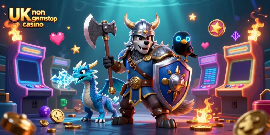 Engage in thrilling gameplay at UK non gamstop casino featuring vibrant 3D characters and game elements.